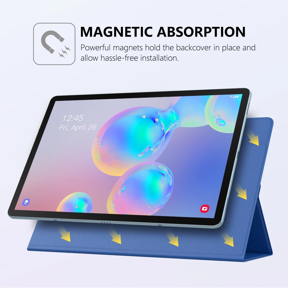 Smart Folio Case For Samsung Galaxy Tab S6 10.5 2019,Slim Lightweight Smart Shell Stand Cover,Strong Magnetic Adsorption For Tab (9)