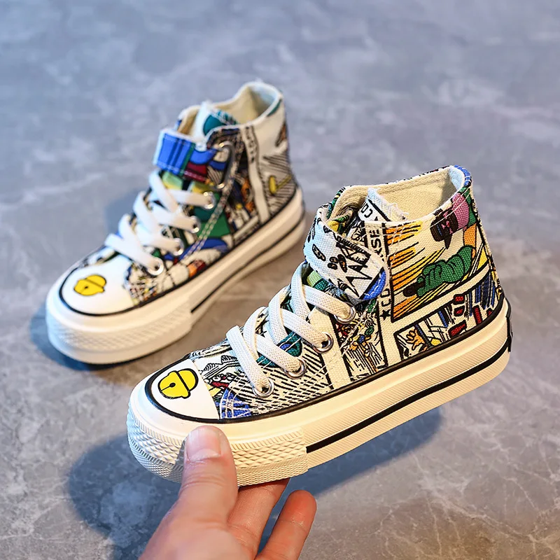 Baby Shoes Boots Sneakers Boys Fashion Children Canvas Colorful Size-24-37 Ins