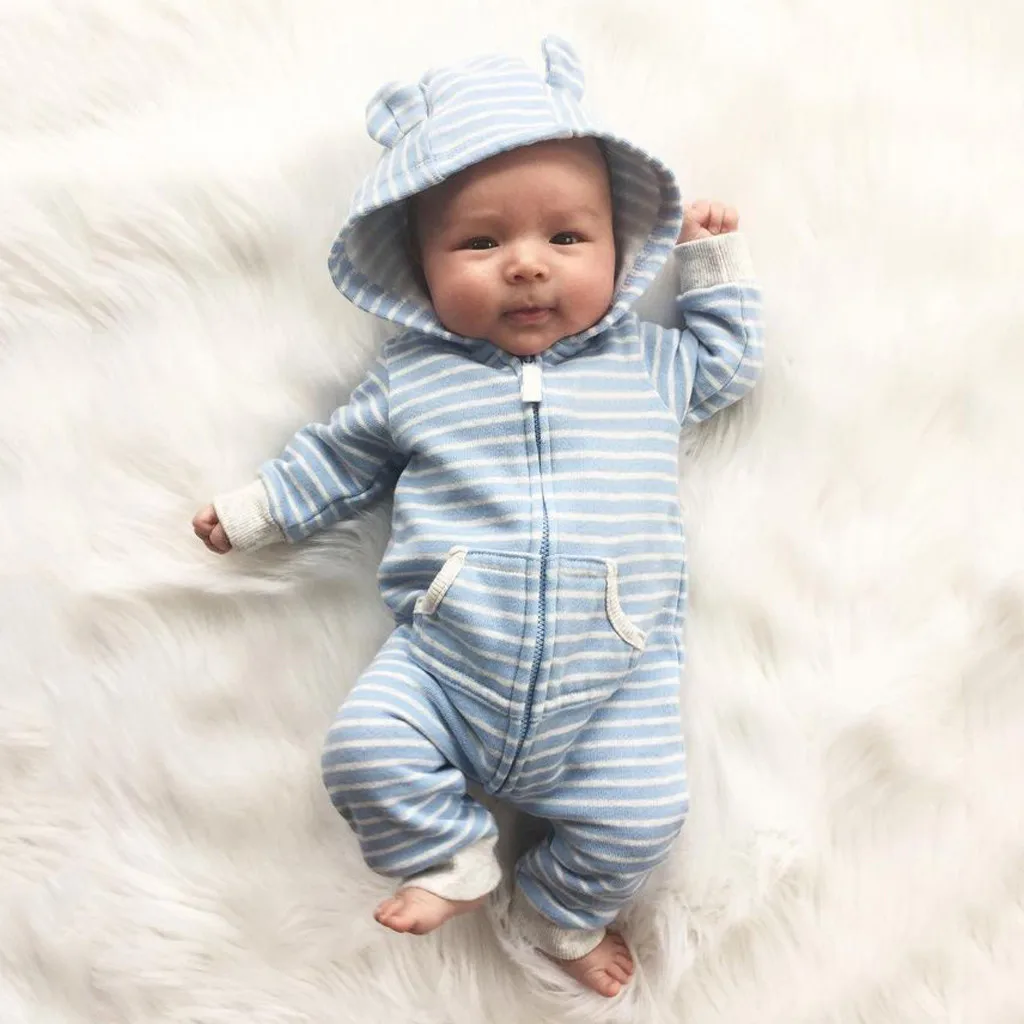 new born baby clothes baby boy romper winter clothes costume romper onesie disfraz bebe halloween Striped Long Sleeve 0-24m Z4