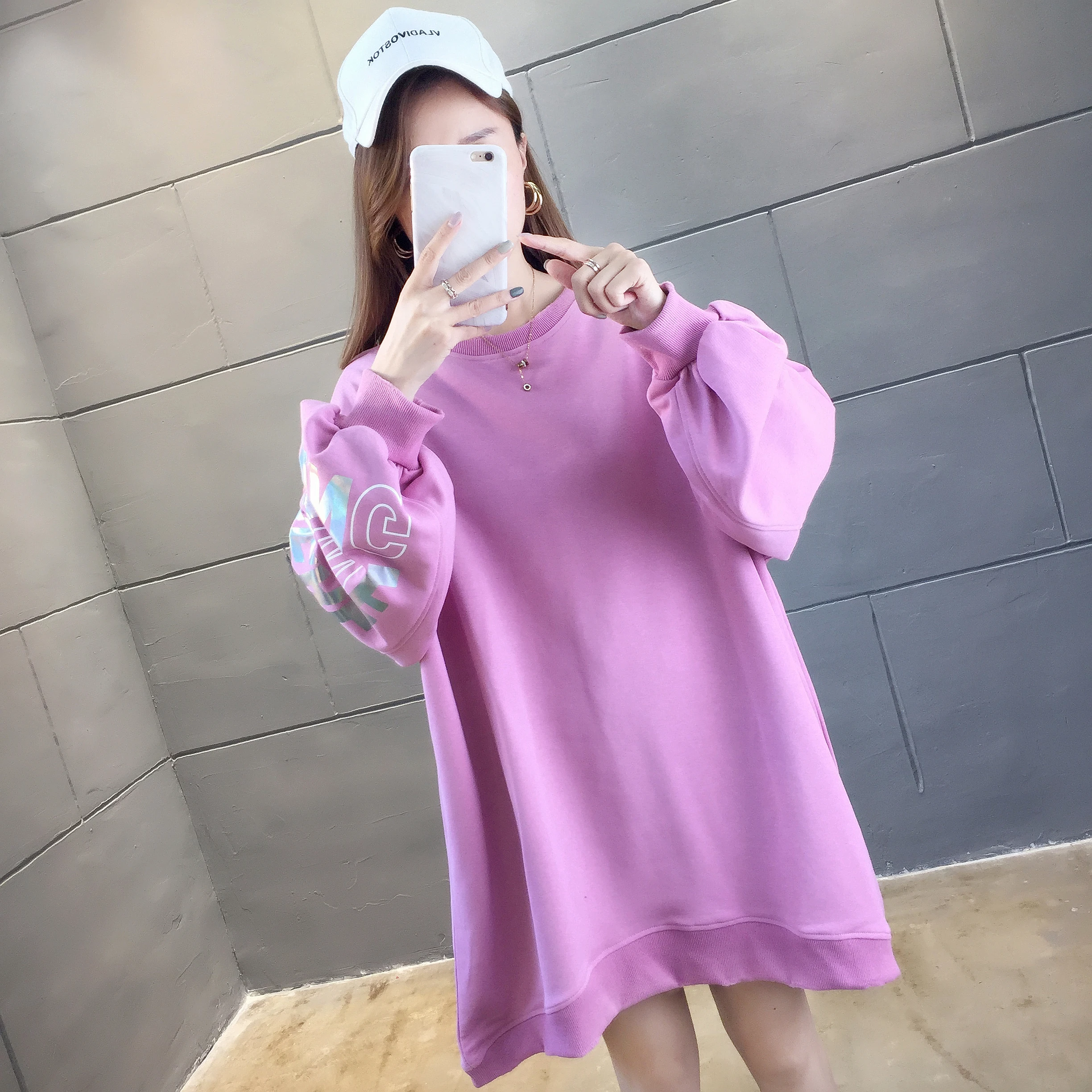 

New Fashion Sweatshirt Medium Long Print Long Sleeve Sweatshirt Women's Clothing Female Spring Autumn Pullover