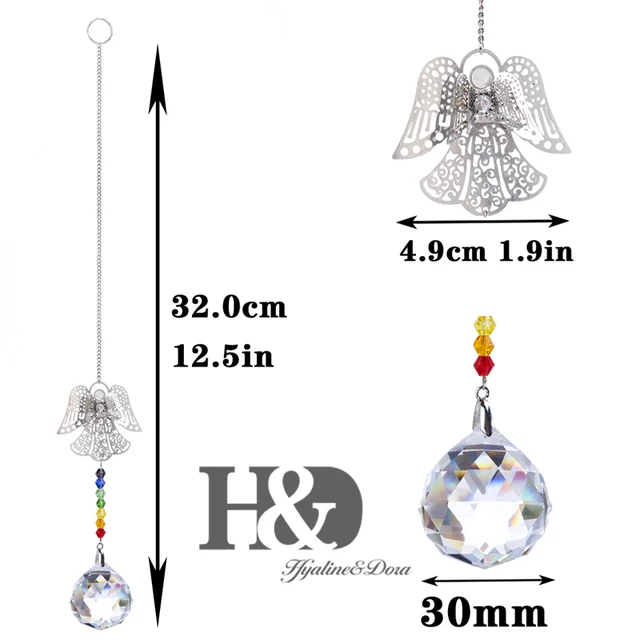 H&D Set 2 Lógó Csakra Kristálygömb Medál Suncatcher Angel Prism Rainbow Maker Karácsonyi Dekoráció Otthoni Ajándékdoboz - Image 3