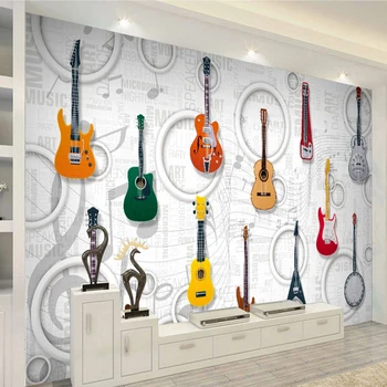 

Music Wallpaper Equipment Guitar Home Decoration KTV Bar 3d Designer Wallpaper Wall Mural
