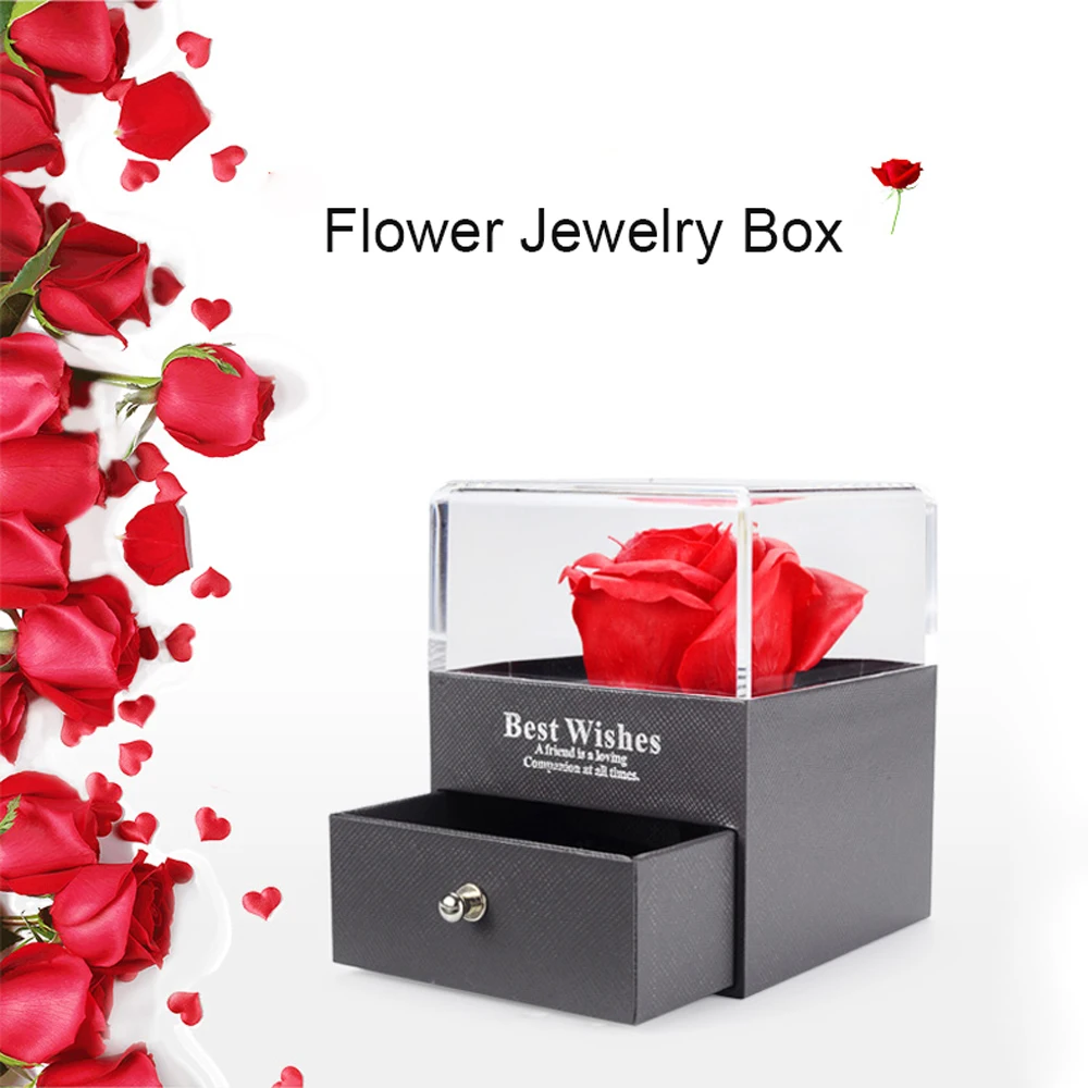Haute Couture Eternal Rose Gift Box Preserved Flower Jewelry Box For Christmas Wedding Decorations