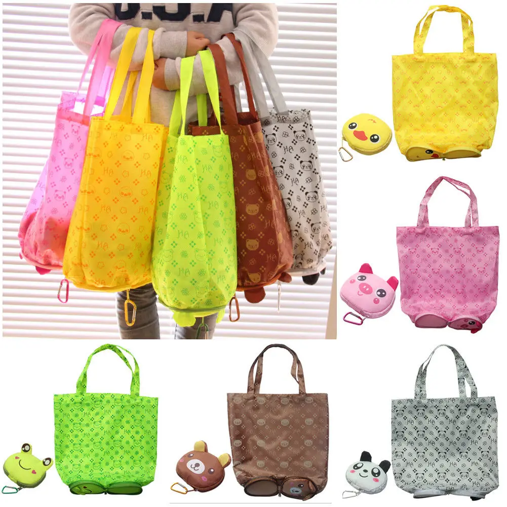 Brand New Travel Foldable Bag Storage Eco Reusable Cute Animal Large Capacity Shopping Bag Handbag Grocery Tote