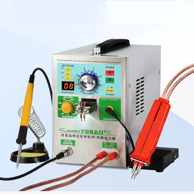 2 комплекта: SUNKKO 709AD+ машины для точечной сварки 3.2KW Автоматическая точечная Импульсная Сварка машина паяльник для 18650 Литий Батарея 71B ручка