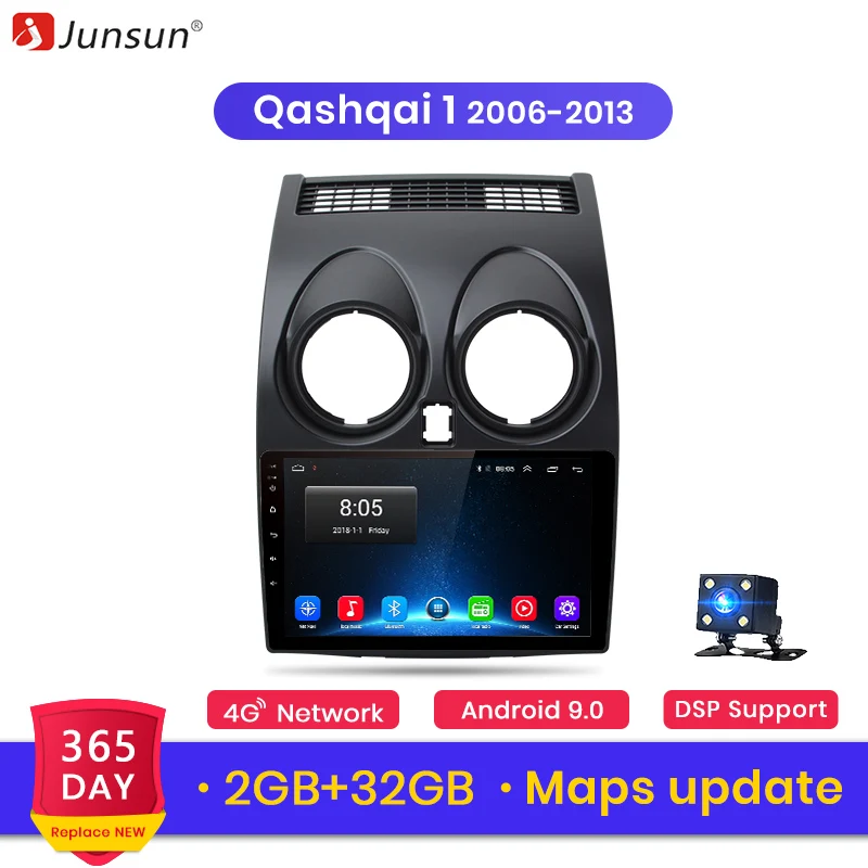 Junsun V1 2G + 32G Android 9 0 для Nissan Qashqai J10 2006-2009 2011-2013 автомобильный Радио Мультимедиа Видео