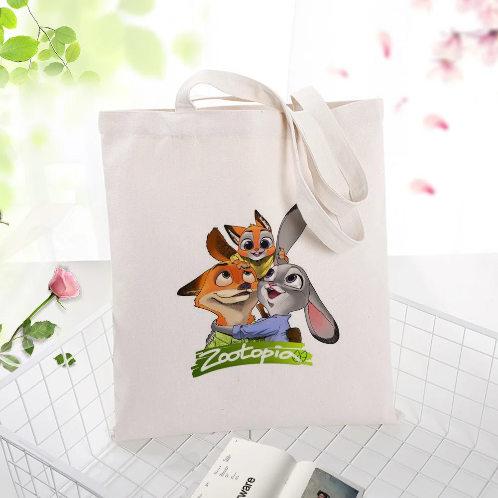 ZOOTOPIA029 Zootopia последовательная Холщовая Сумка для ежедневного использования текста DIY пользовательская печать логотипа Экологичная многоразовая для покупок сумка из перерабатываемого материала - Цвет: ZOOTOPIA029