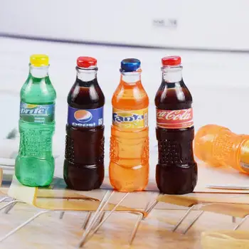 

wholesale 1:12 Scale Cute Mini Coke Dollhouse Miniature Beverage Bottle Soda Drink Pretend Play Food Toy Kitchen Accessories