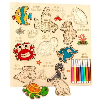

1 Set Baby Drawing Stencils Graffiti Painting Template 3D Marine Animals Collage Painting Toy Game for Intellectual Development