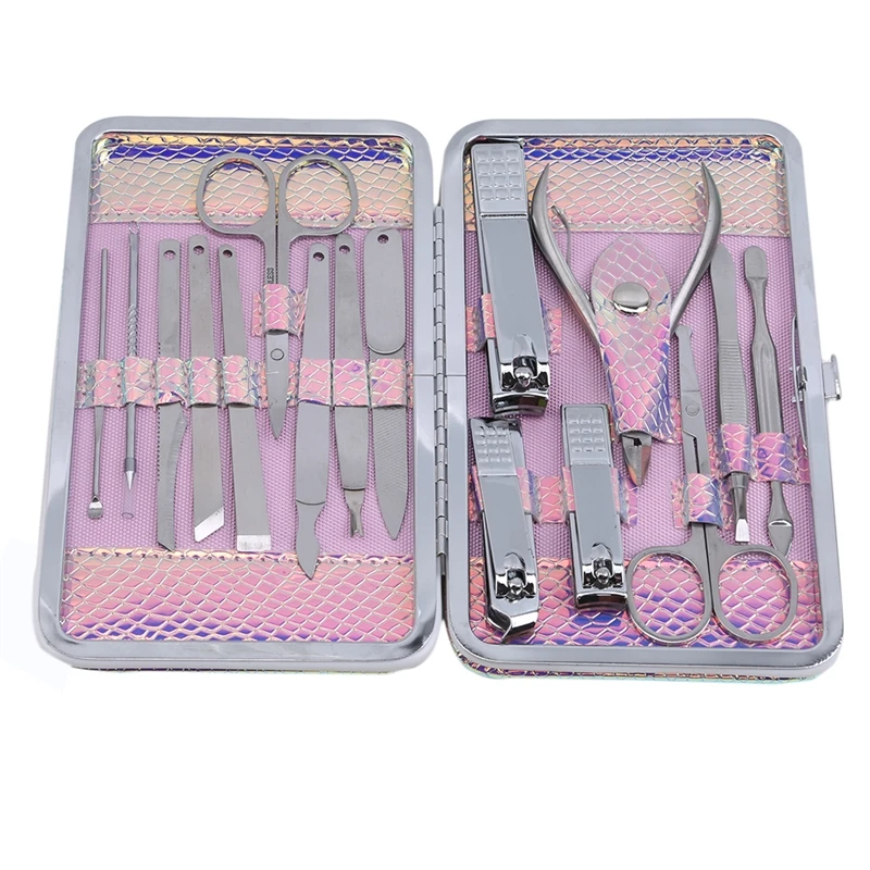 Профессиональные 16 шт. кусачки для ногтей набор ножниц Пинцет Нож маникюра резак