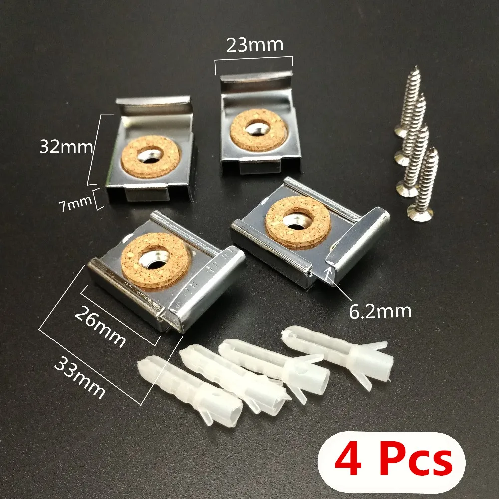 

4pcs/set 32x24mm Adjustable Mirror Clip Bracket Spring Loaded Mirror Hanging Clip Wall Bracket