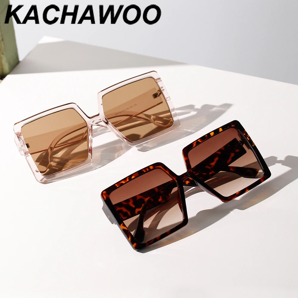 Женские солнцезащитные очки в большой оправе Kachawoo квадратные черные коричневые