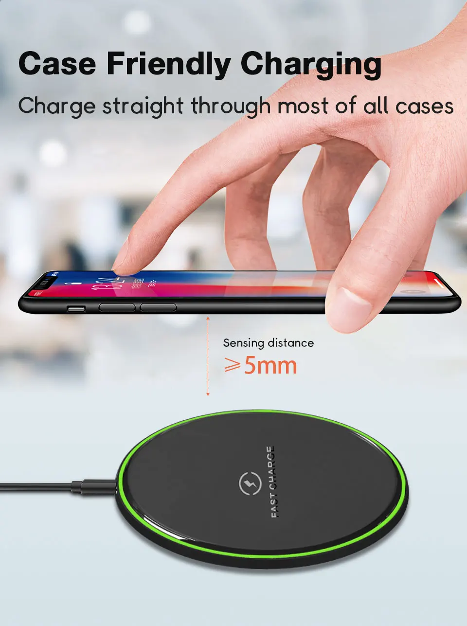DCAE Беспроводное зарядное устройство Qi 10 Вт Быстрая зарядка для iPhone 11 XS XR X 8 Plus Airpods Pro samsung S10 S9 S8 Note 10 9