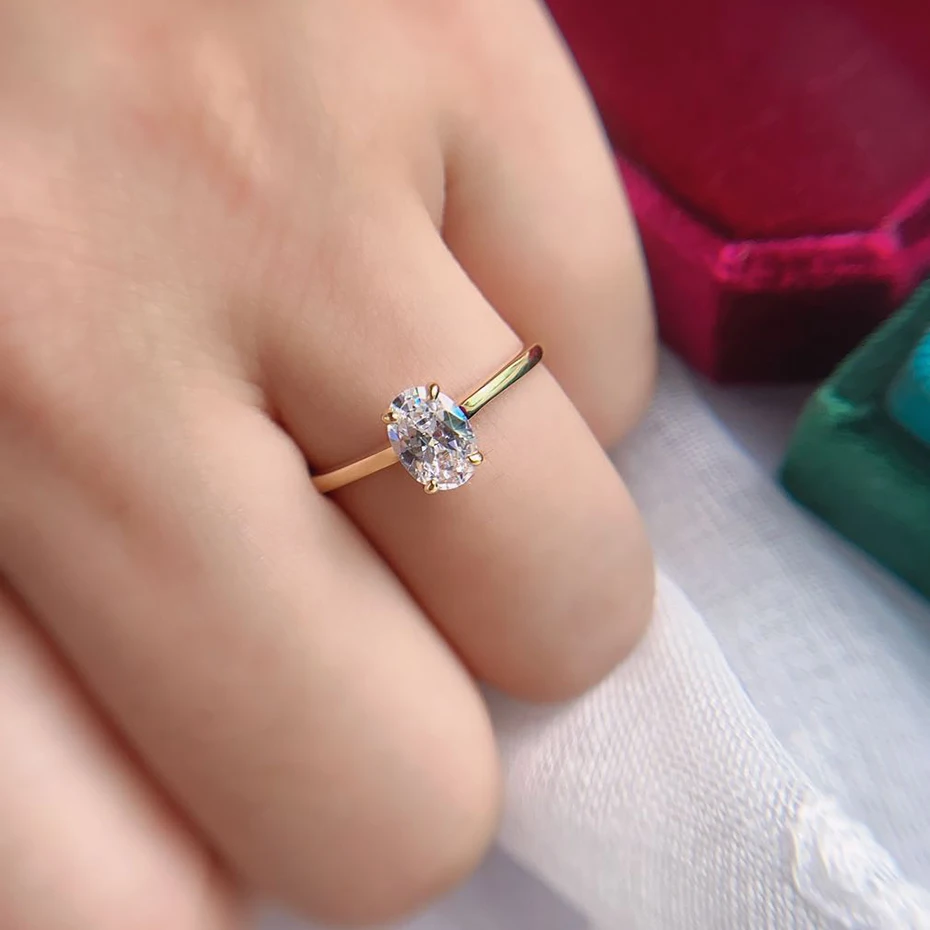 Kuololit 585 14K Yellow Gold 1.5CT 1.0CT Moissanite Rings for Women Handmade Oval Rings Engagement Bride Gift Fine Jewelry New - Image 5