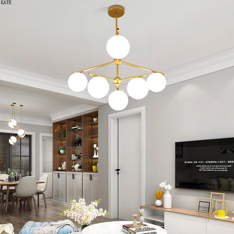 Creative Nordic LED Chandelier With Glass Ball For Living Room Bedroom restaurant Chandeliers Indoor Lighting Fixtures