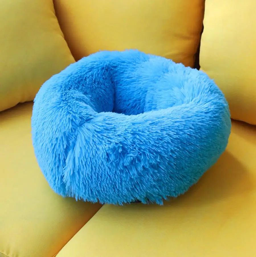 blue Длинная плюшевая супер мягкая кровать для кошки, собачий диван, зимний теплый спальный мешок для кошки, подушка для щенка, коврик, портативный, все размеры, гнездо для дома - Цвет: blue