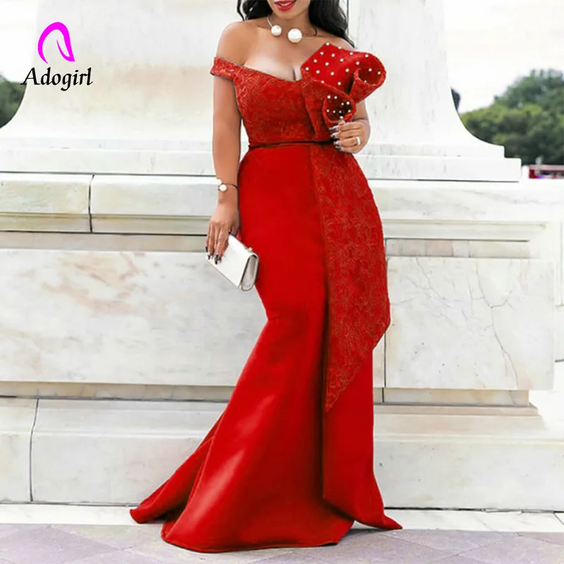 Burgundy Long Maxi Dress for Women Plus Size Blue Sexy Evening Floor Length Off The Shoulder Beading Sleeveless Mermaid Dresses