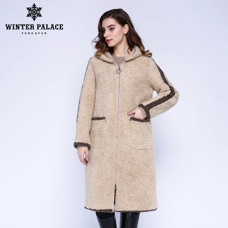 Koop Winter Paleis 2019 Vrouwen Nieuwe Wollen Jas Lange Hooded Trenchcoat Granulaire Wol Bevat 30% Rits Winter Warm Bont jas