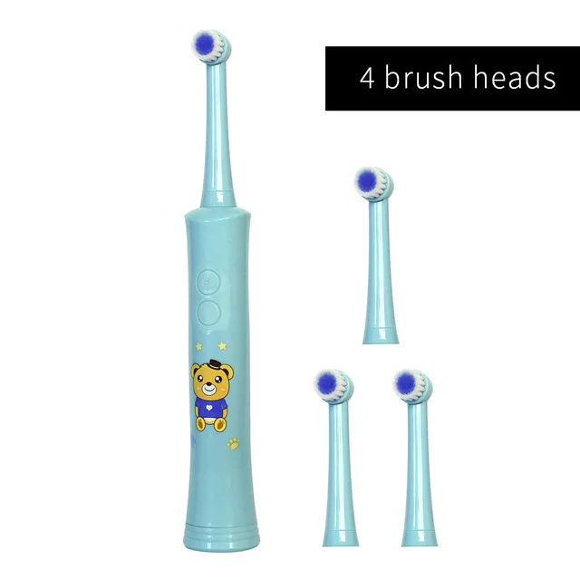 R01 blue 4heads Здесь Мега вращение электрическая зубная щетка для детей Детская автоматическая зубная щетка детская зубная щетка перезаряжаемая зубная щетка R01 - Цвет: R01 blue 4heads