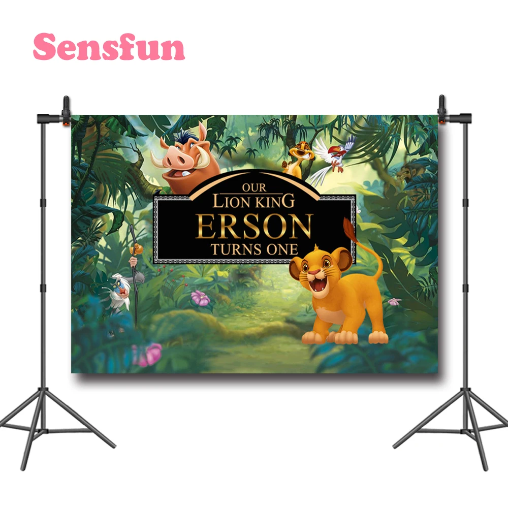 Sensfun зеленый лес мультфильм лев Король фотографии фон для мальчиков день рождения фоны для фотостудии винил полиэстер