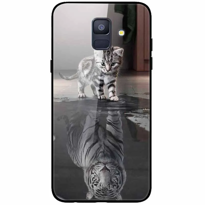 Luxury Case For Samsung Galaxy A8 A6 Plus 2018 Cover Glass Tempered Fashion Coque for Samsung A8 2018 Cases Shockproof A8Plus kawaii samsung phone cases Cases For Samsung