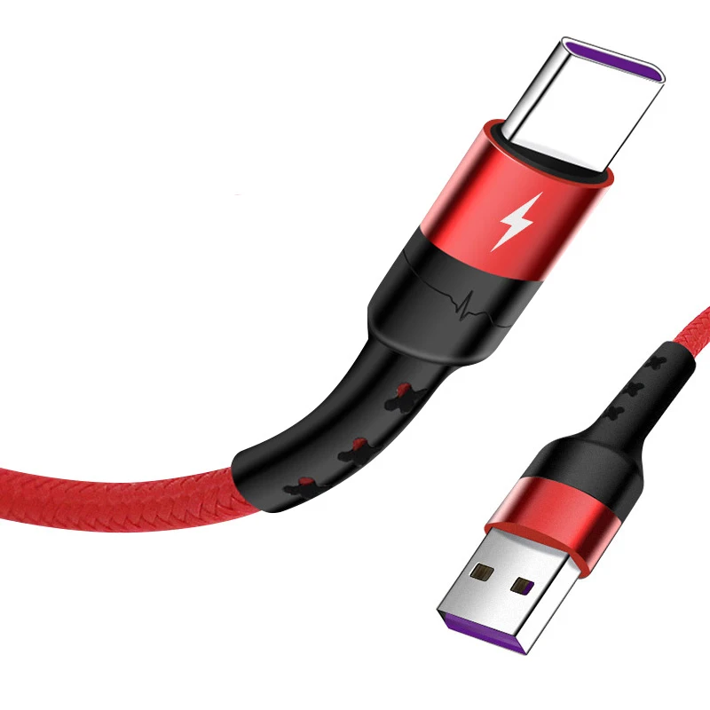 ANKNDO 5A usb type C кабель для быстрой зарядки для смартфона huawei samsung зарядный кабель C-type QC3.0 кабель для передачи данных для мобильного телефона - Цвет: red