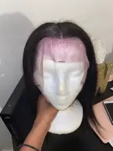 Transparente barato pelucas de encaje 180 densidad 30 32 pulgadas hueso recto pelucas de cabello humano T parte peluca largo cabello brasileño pelucas para mujeres