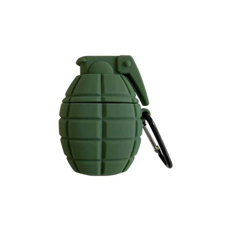 Уникальный защитный чехол с рисунком гранаты мягкий силиконовый ударопрочный чехол с карабином для Airpods 1/2 зарядная коробка аксессуары - Цвет: Зеленый