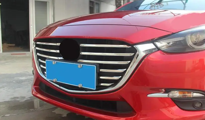 Для Mazda 3 AXELA хэтчбек седан ABS авто аксессуар яркая передняя решетка гриль полосы крышка отделка 12 шт