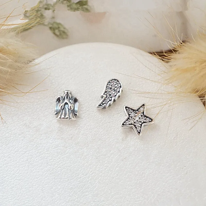 B 3 шт./компл. небольшой Petites для того, чтобы держаться на поверхности воды медальон кулон ожерелья Для женщин серебро 925 ювелирных украшений Hand-Made модный очароватеьлный с бусины для изготовления ювелирных изделий - Цвет: B