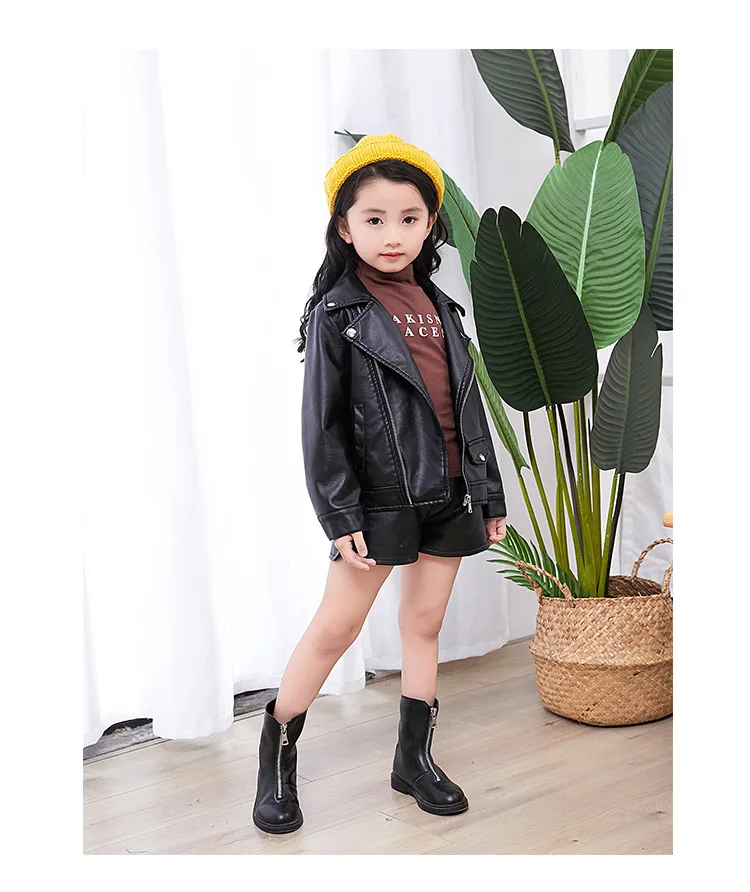 Baby Girl Boy Spring Autumn PU Coat Jacket Kids Fashion Leather Jackets Children Overwear Clothes