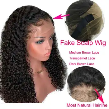 

HD Transparent Kinky Curly Wig Remy Invisible 360 Lace Frontal Wig Brazilian Afro Fake Scalp Lace Front Wig PrePlucked For Women