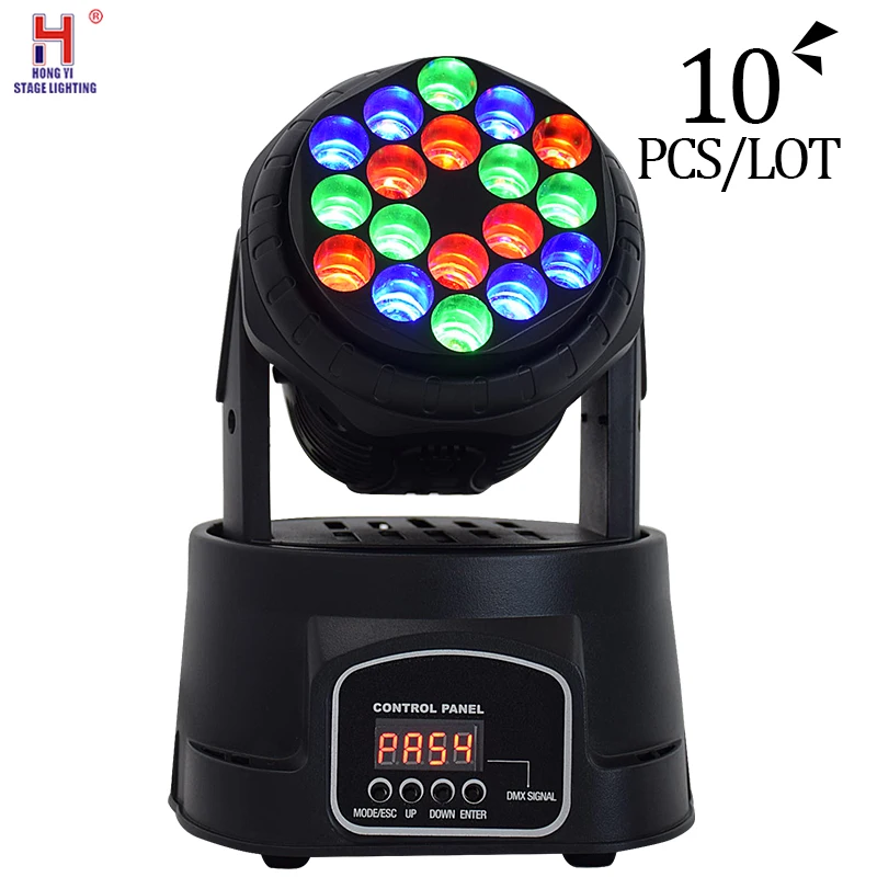

Moving head led light 18x3w beam moving rgb lights of high quality with strobe effect good for family party bar dj 10pcs/lot