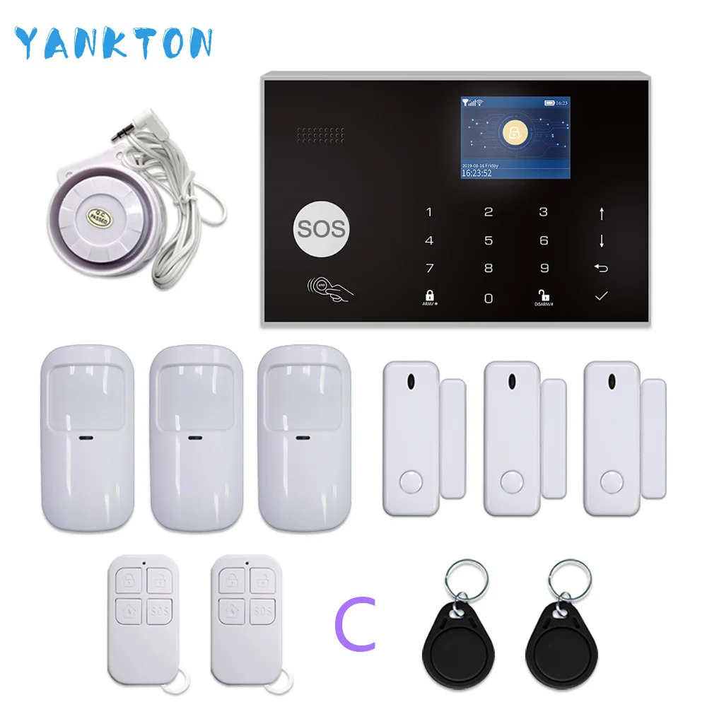 YK-002-GSM-G30-C Специальная wifi GSM Tuya домашняя охранная сигнализация 433 МГц Частота Беспроводная сигнализация комплект приложение дистанционное управление - Цвет: YK-002-GSM-G30-C