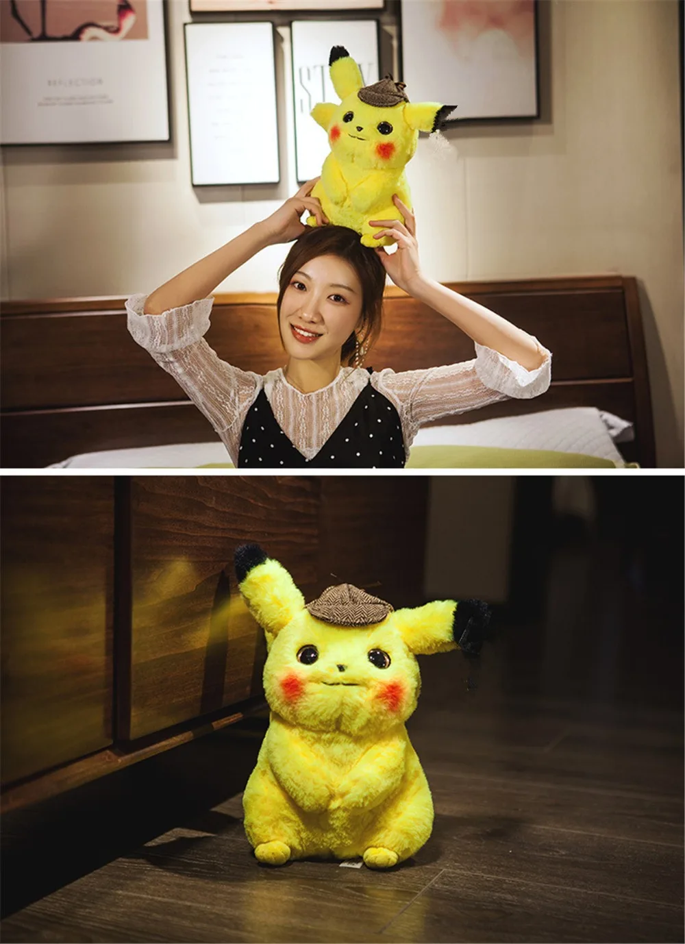 30 CM Detective Pikachu Plush Toy Cute Anime Plush Doll Children's Gift Toy Kids Cartoon Peluche Pikachu Japan Anime Game Toys