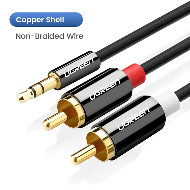 UGREEN RCA Cable HiFi Stereo 2RCA to 3.5mm Audio Cable AUX RCA Jack 3.5 Y Splitter for Amplifiers Audio Home Theater Cable RCA Copper Shell