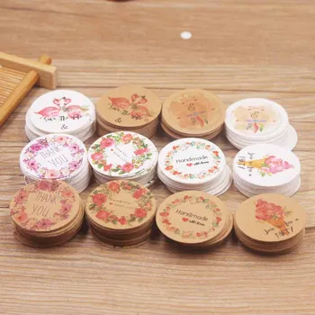 

New 3cm circle shape 100pcs white /kraft paper gift hang tag DIY Thank you package labels tag cookies wedding favors tag