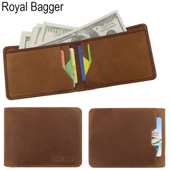 

Royal Bagger New Fashion Genuine Leather RFID Card Holder Pocket Men's Short Wallet Men's Business Casual Multi-Card Wallet