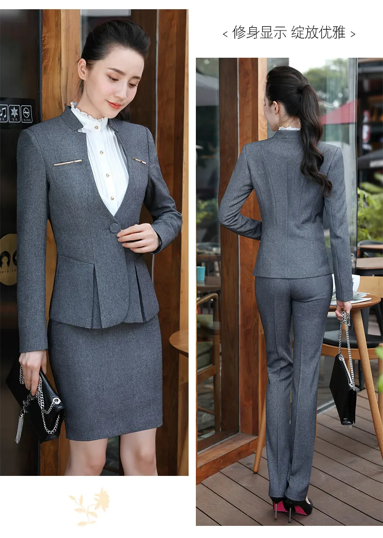 Women Formal Suits Office Lady Work Wear Uniform Design Autumn Winter Pants Blazer Set Fashion Plus Size Jacket Suit Female 2020