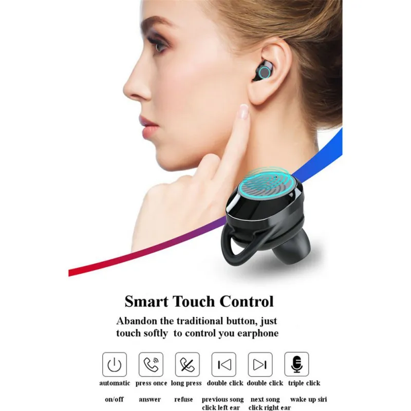 Wireless TWS Bluetooth Headset 5.0 Polymer Lithium 3300mAh Earphone For LED Smart Mobile Phone Holder