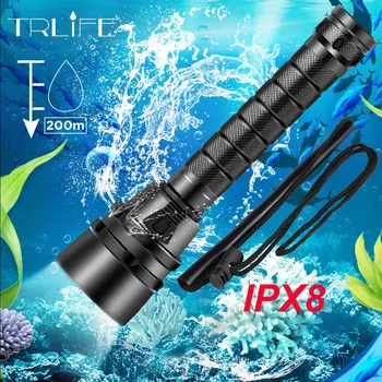 IPX8 Waterproof Professional Powerful Super bright led Scuba Diving Flashlight Diver Light LED Underwater Torch Lamp Lanterna 1