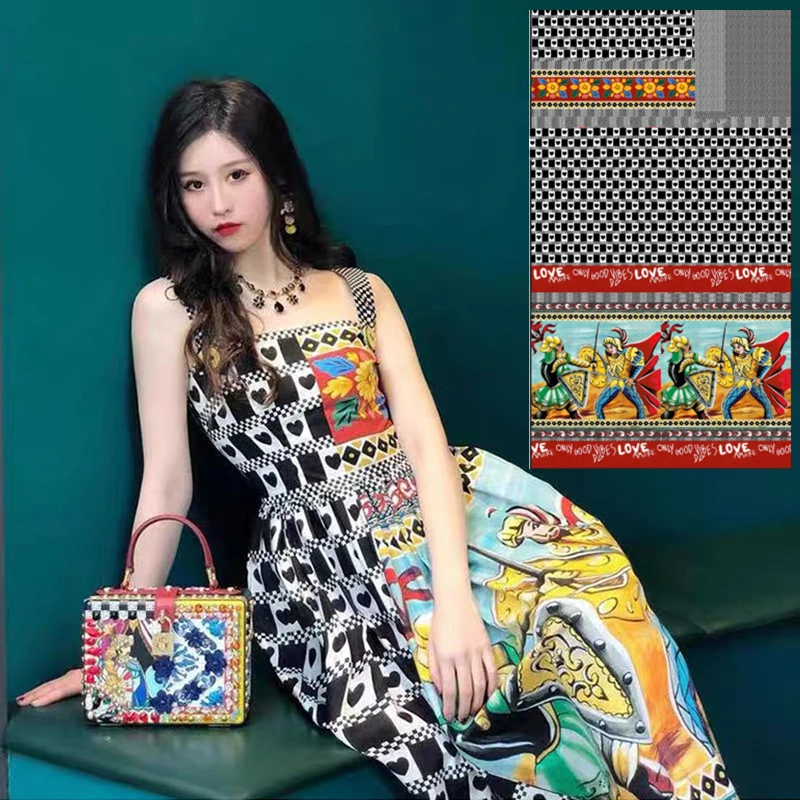 

250x140cm Luxury Brand Pattern Printed Natural Cotton Poplin Fabric Cloth for Dress by the Meter Sewing Material