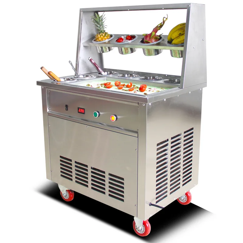 Máquina comercial para hacer yogur frito de 220 V, máquina grande para hacer helados recién hechos, rollos de helado fritos, 1600 W