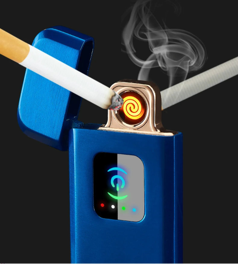 Новинка, металлическая перезаряжаемая зажигалка, светодиодный, сенсорный, электронные, USB зажигалки, ветрозащитная, электрическая зажигалка для курения, гаджеты для мужчин