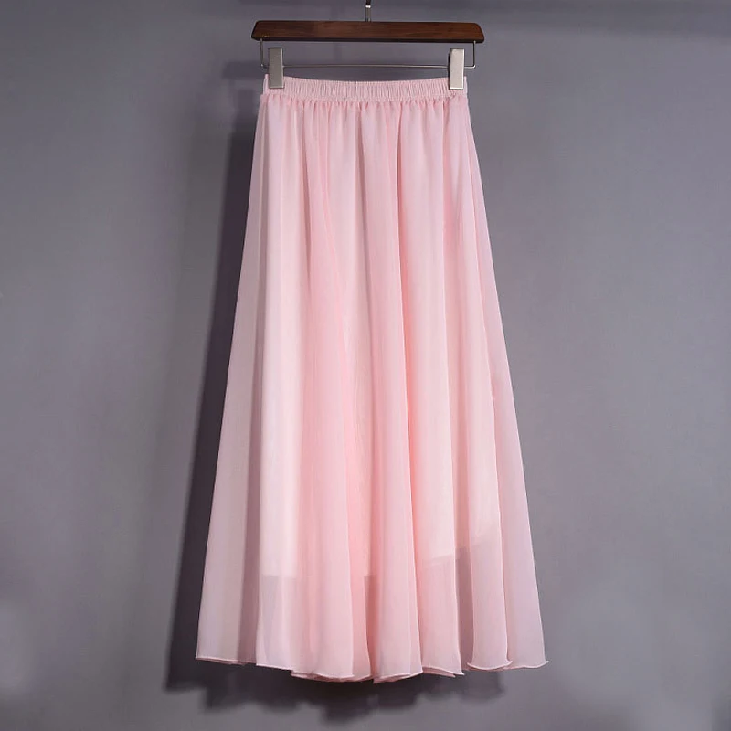 Модные шифоновые длинные юбки лето весна желтые белые розовые плиссированные женские юбки зимняя широкая юбка макси женские faldas