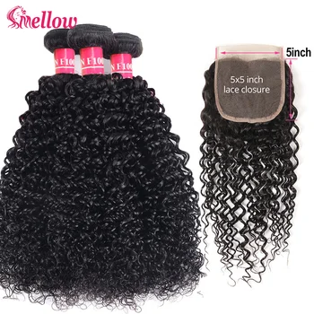 

Brazilian Kinky Curly Human Hair Bundles With Closure Curly Bundles with 5*5 Lace Closure Mellow Hair Bundles with Closure