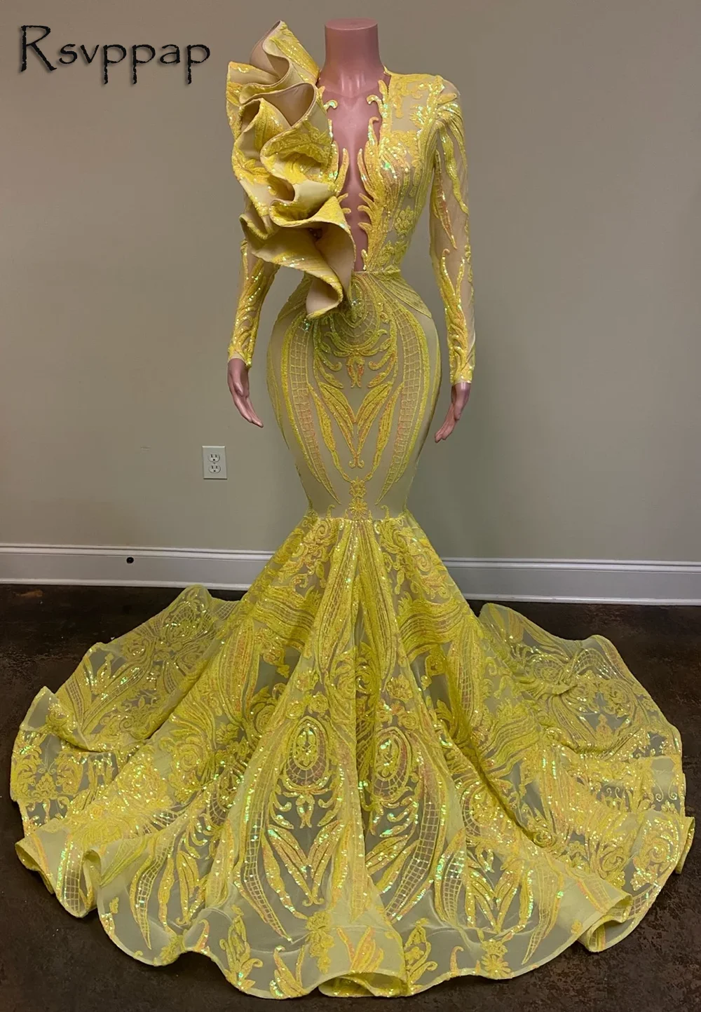 Long Prom Dresses 2022 Oneck Long Sleeve African Black Girl Mermaid