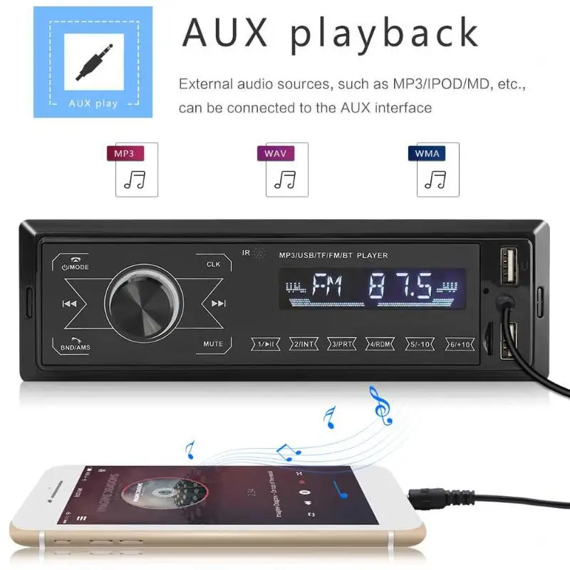 Bluetooth 4,0 M10 одиночный 1 DIN Авторадио автомобильный стерео MP3 плеер в тире AUX-In FM радио приемник MP3 головное устройство автомобильный аудио плеер