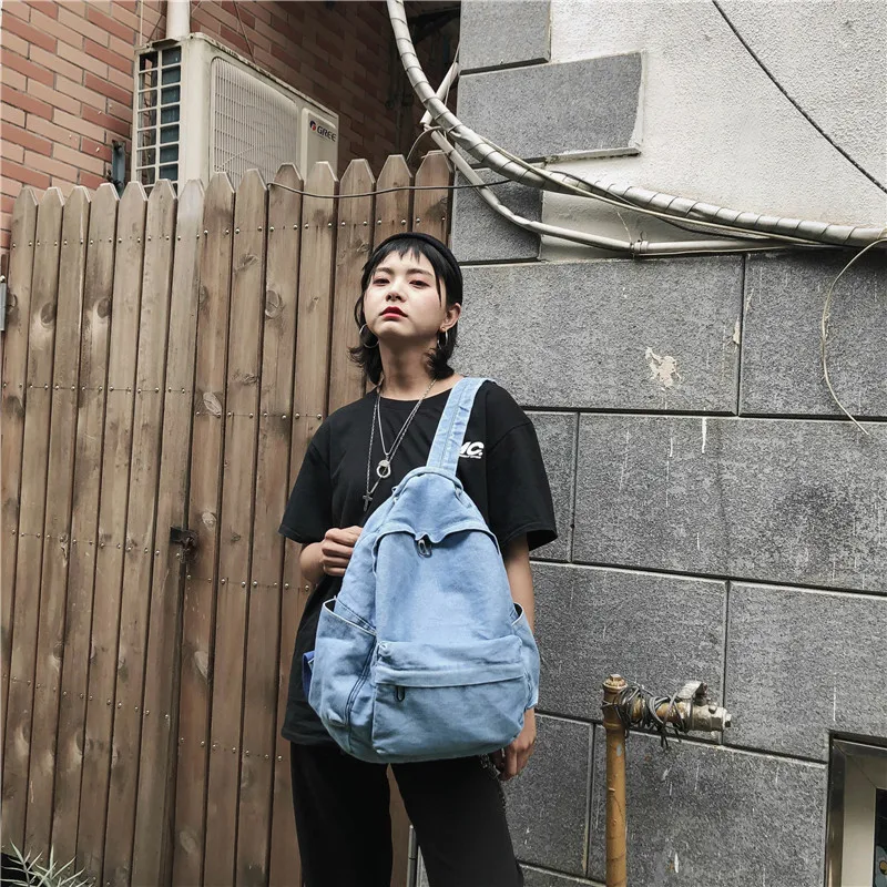 Women's Backpack Cowboy Children's Bag Denim Korean Version Shoulder Bags Teenager Girl College Student School For Men Rucksack