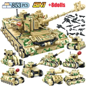 

853PCS Soviet Russia Tiger Tank Building Blocks Military WW2 Army Tank Weapon Figures Bricks Gifts Toys for Children